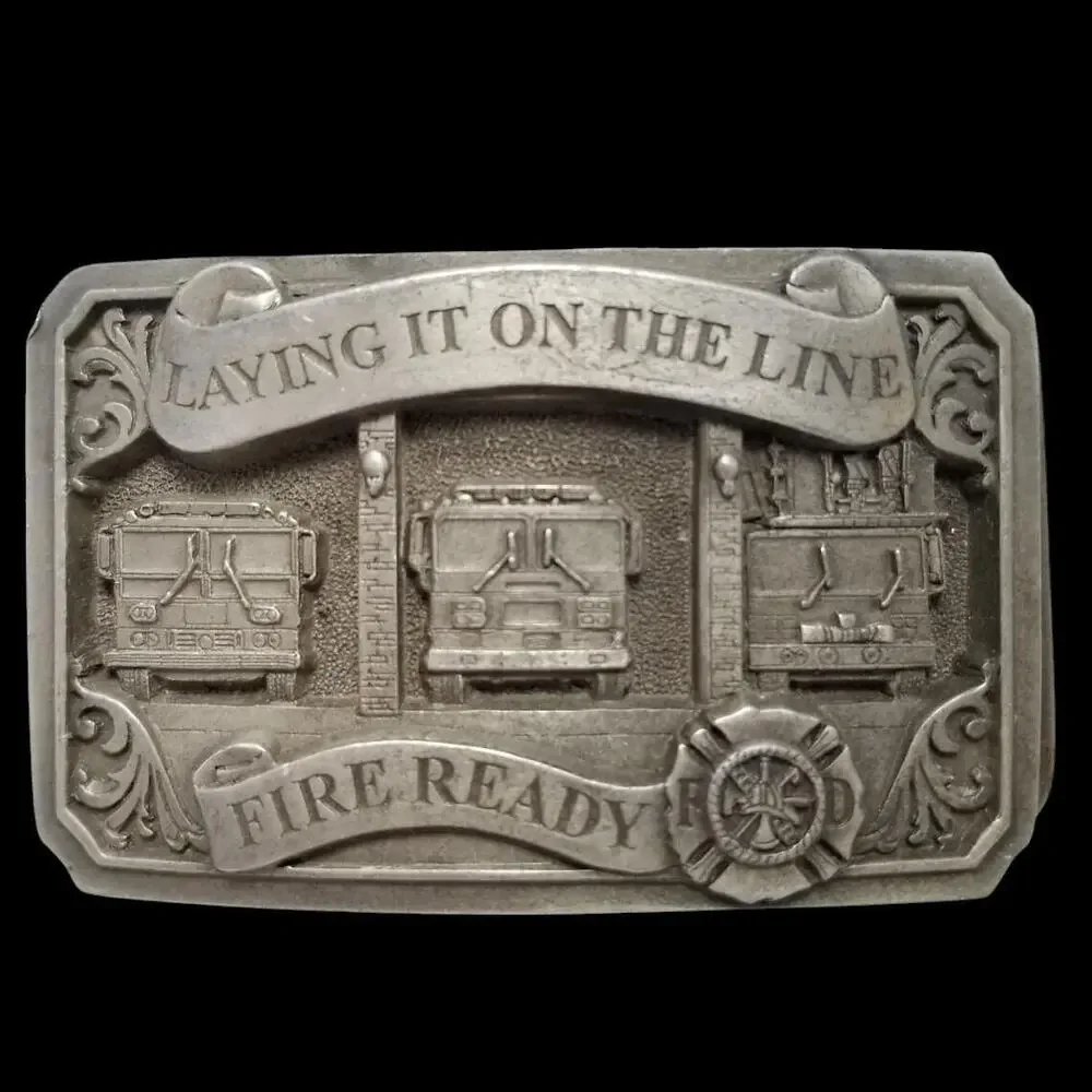 Vintage Belt Buckle 1997 Pewter Fire Station Fire House First Responders USA C&J